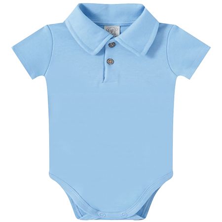 Body Polo para bebê em suedine Azul - Pingo Lelê PL66109.AZ BODY MANGA CURTA GOLA POLO AZUL-P