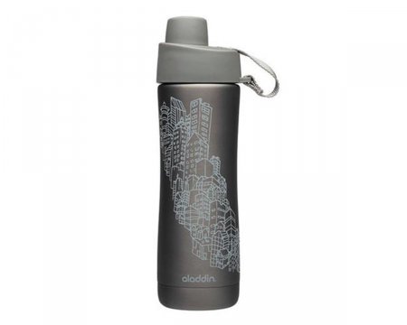 Garrafa Térmica Aladdin Twist & Sip  Inox Cityscape 473 Ml