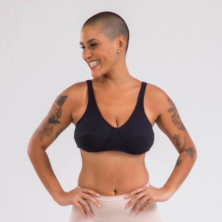 Sutiã Mastectomia Cotton Lycra® Preta 48
