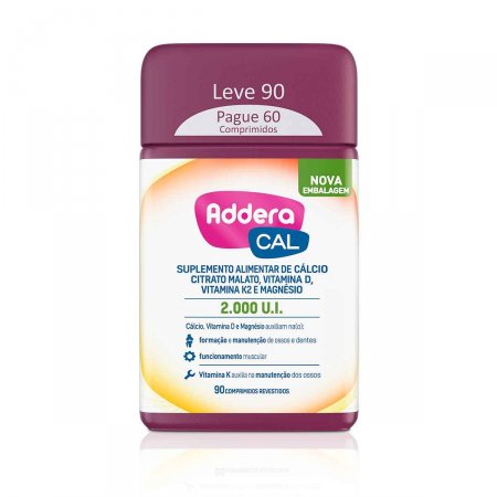 Suplemento Vitamínico Addera Cal 2.000UI com 90 Comprimidos