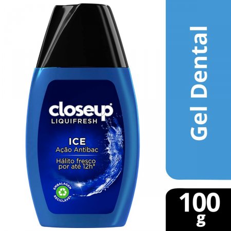 Pasta de Dente em Gel Closeup Liquifresh Ice Antibacteriano com Flúor de 100g