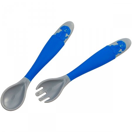 Kit Talheres Articuláveis Colors Azul (6m+) - Clingo