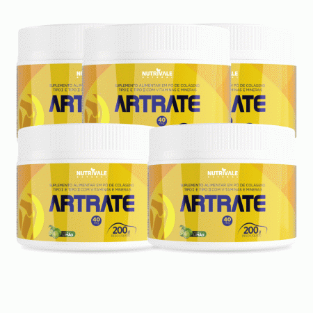 5 Unidades Artrate Colágeno Tipo 1 E 2 Em Pó 200 Gr Saude - Linduras
