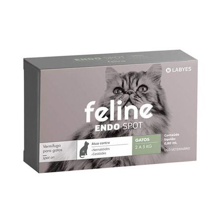 Vermífugo Feline Endospot para Gatos de 2kg a 5kg - Labyes