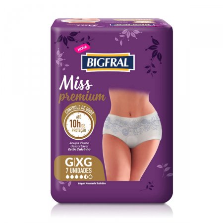 Roupa Íntima Bigfral Miss Premium Tamanho G/XG com 7 unidades