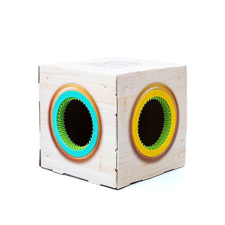 Casinha de Papelão para gatos Box Coçadinha Cubo Madeira - Truqys Pets