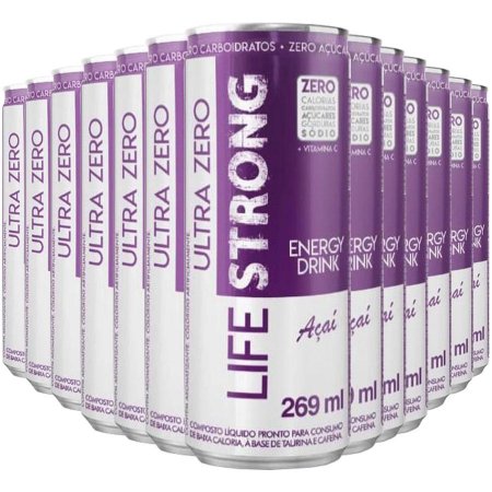 Kit 12 Energético Energy Drink Açai 269ml Life Strong