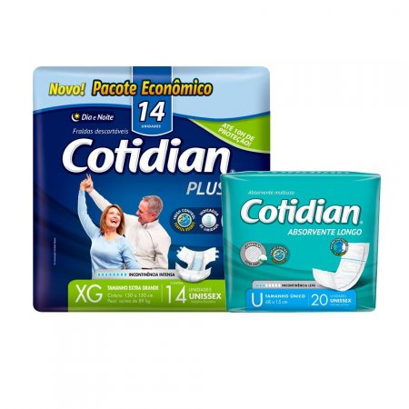 Kit 14 Fraldas Cotidian Plus Xg E 20 Absorventes Longo