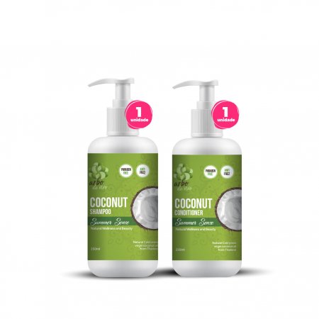 Kit Vegano Shampoo 250ml + Condicionador 250ml de Óleo de Coco Orgânico