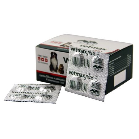 Vetmax Plus Vermífugo 10kg 40 comprimidos Vetnil Cães e Gatos