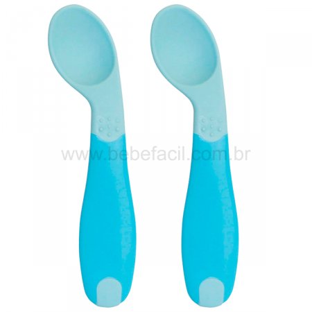Kit Colheres de Silicone Termosensíveis Azul (6m+) - Clingo