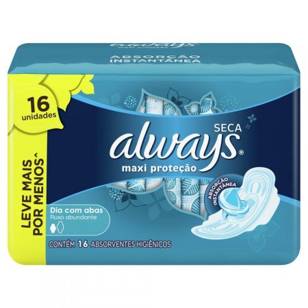 Absorvente Always Proteção Total Cobertura Seca com Abas Leve 16 Pague 14