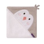 Toalha Mamãe e Bebê Pinguim Branco Fibra Bambu Clevamama