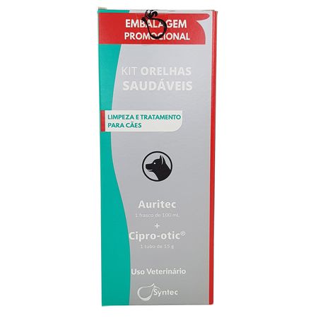 Kit Auritec + Cipro-Otic Syntec Tratamento Otites Cães