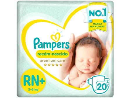 Fralda Pampers Premium Care Recém-Nascido RN+ 3 a 6 kg com 20 unidades - Pampers