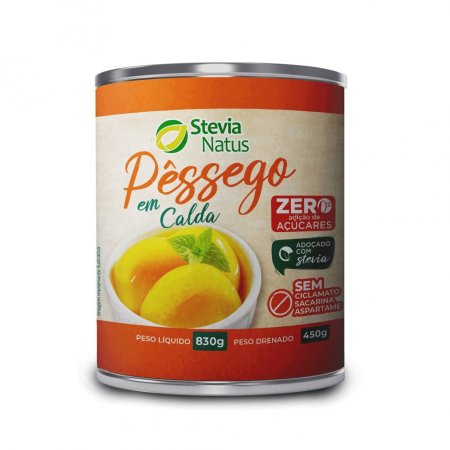 Pêssego em Calda Stevia Natus 800gr Stevia Natus