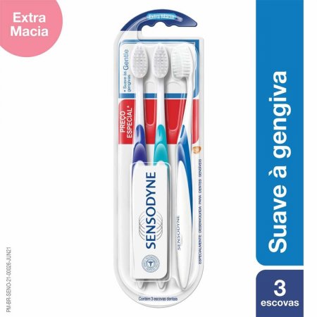 Kit Escova de Dente Sensodyne Gentle com 3 unidades