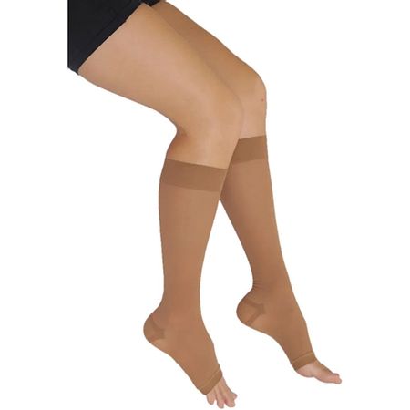 Meia 3/4 Venosan Comfortline - Alta Compressão - Aberta - Curta - Bege - G