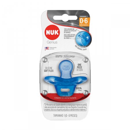 Chupeta de Silicone NUK Genius 0 a 6 meses Azul com 1 unidade