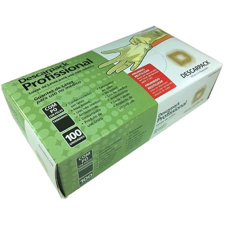 Luva De Látex Descarpack Profissional - Com Pó - Tamanho G