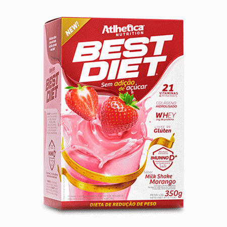 Best Diet Milk Shake Morango 350g - Atlhetica