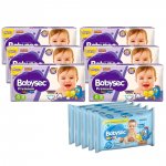 Kit 180 Fraldas Babysec Premium G E 460 Lenços Umedecidos