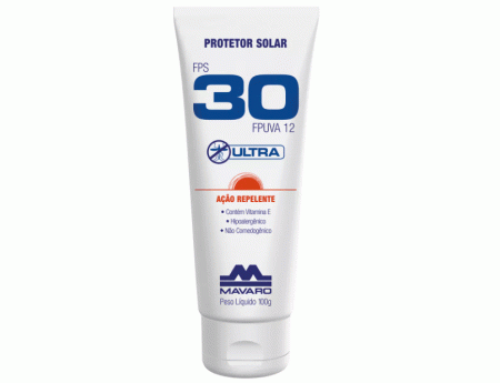 Protetor Solar Ultra FPS 30 com Ação Repelente - 120g - Mavaro