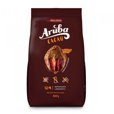 Biscoito Doce Aruba Cacau Sem Glúten e Leite com 100g