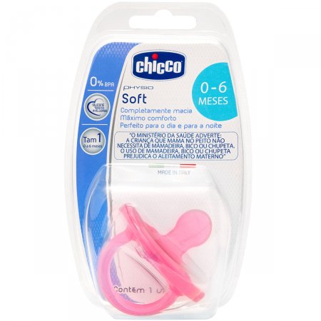 Chupeta Physio Soft New Pink Silicone Tam 1 (0-6m) 1pç - Chicco