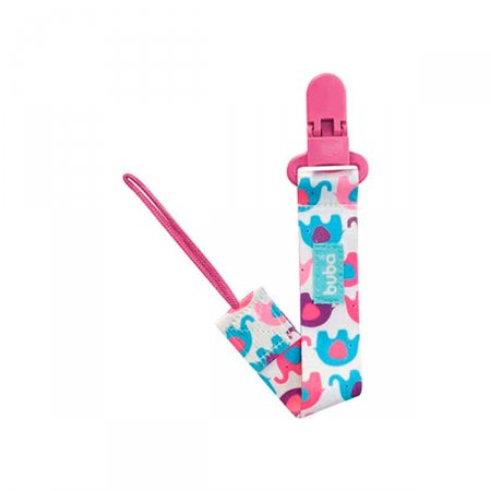 Prendedor de Chupeta Buba Baby Elefantinhos Rosa com 1 unidade