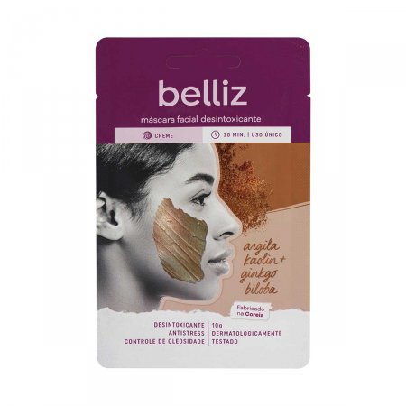 Máscara Facial Desentoxicante Belliz Argila Vermelha com 10g