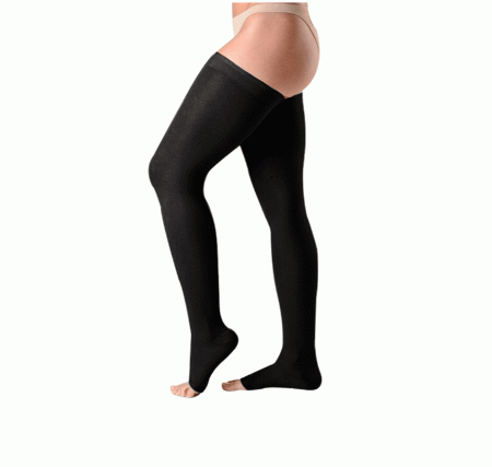 Meia Coxa Feminina Attiva Alta Compressão Preta 20-30mmHg Ponteira Aberta Preta - P