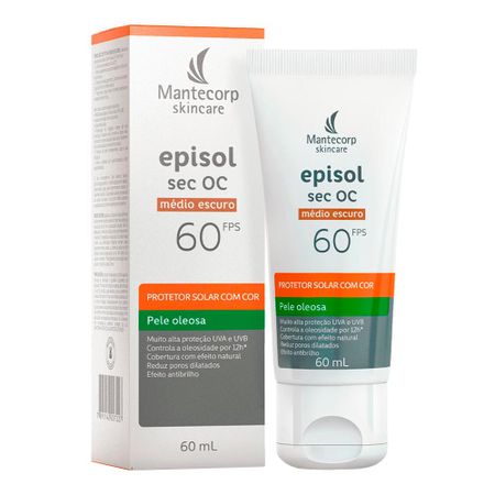 Protetor Solar Episol Sec OC FPS60 Médio Escuro 60ml