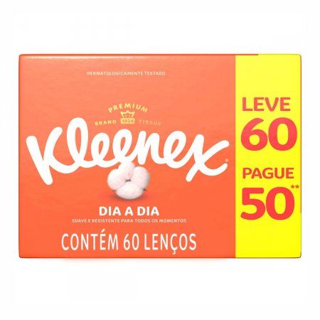 Lenço de Papel Kleenex Dia a Dia com 60 unidades