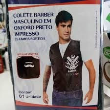 Colete Barber Masc em Oxford Preto Impress 4763 Santa Clara