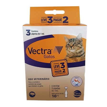 Combo Vectra Antipulgas Gatos até 10kg 3 pipetas Ceva