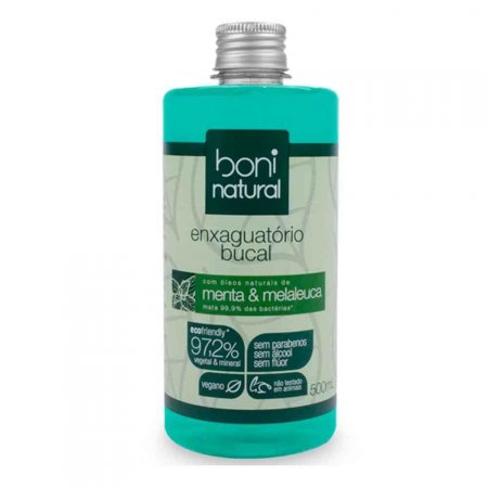 Enxaguatório Bucal Sem Flúor com Menta e Melaleuca Boni Natural 500ml