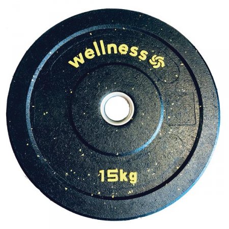 Anilha Olímpica Borracha New Bumper Plate 15kg Amarelo Wellness - WK008