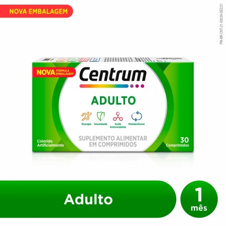 Suplemento Vitamínico-Mineral Centrum de A a Zinco com 30 Comprimidos