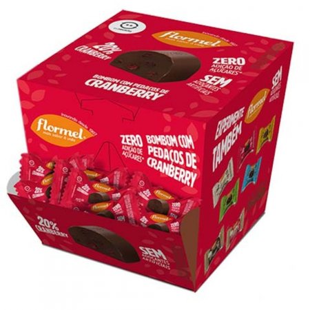 Bombom Cranberry Zero Açúcar 18 unidades Flormel