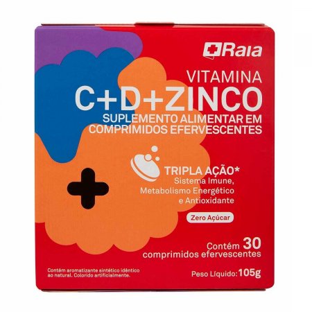 Raia Vitamina C 1g + Vitamina D 400UI + Zinco 10mg com 30 Comprimidos