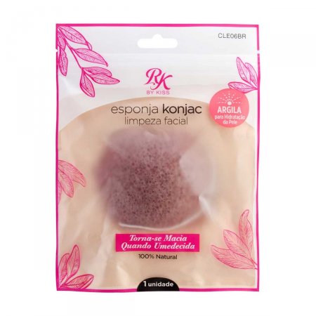 Esponja Konjac de Limpeza Facial RK By Kiss Argila com 1 Unidade