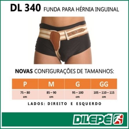 Cinta Funda para Hérnia Inguinal - Lado Direito - DL340 -Dilepé - GG-(105-110-115cm)