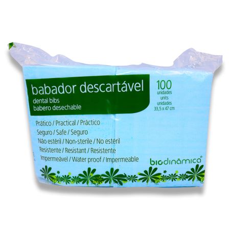 Babador Descartável - Biodinâmica Babador Descartável Azul com 100 33,5X47 - Biodinâmica