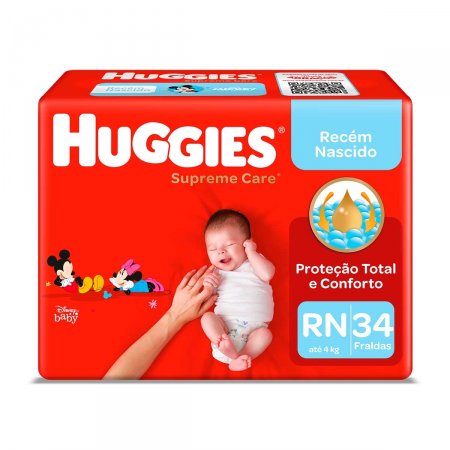 Fralda Huggies Supreme Care RN com 34 unidades