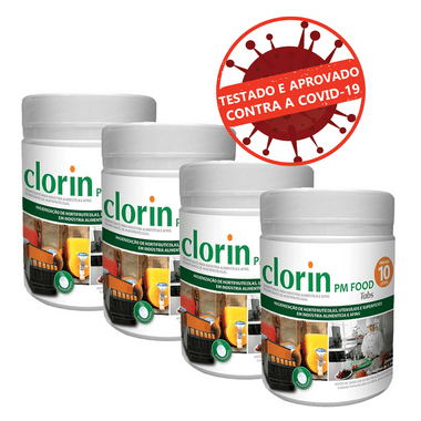 Clorin PM FOOD TABS - Linha profissional - sanitizante para cozinhas e restaurantes - 4 potes
