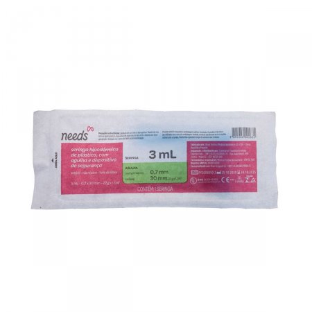 Seringa Descartável 3ml Needs com Agulha 30mm x 07mm com 1 unidade