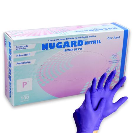 Luva para Procedimento Nitrílica Sem Pó Azul - Nugard Luva para Procedimento Nitrílica Sem Pó P Azul - Nugard