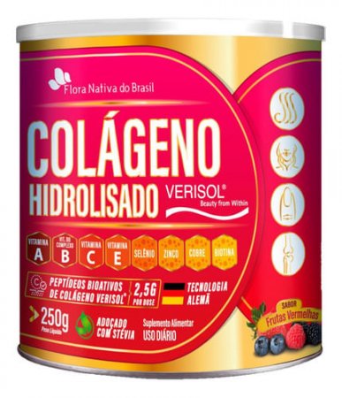 COLAGENO HIDROLISADO VERISOL 250G FRUTAS VERMELHAS - FLORA NATIVA - A