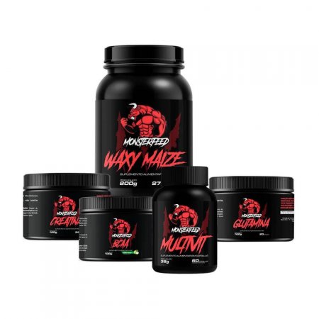 WAXY MAIZE (800g) + GLUTA (100g) + CREA (100g) + BCAA EM PÓ (100g) + MULTIVIT (60 Cápsulas) - Natural